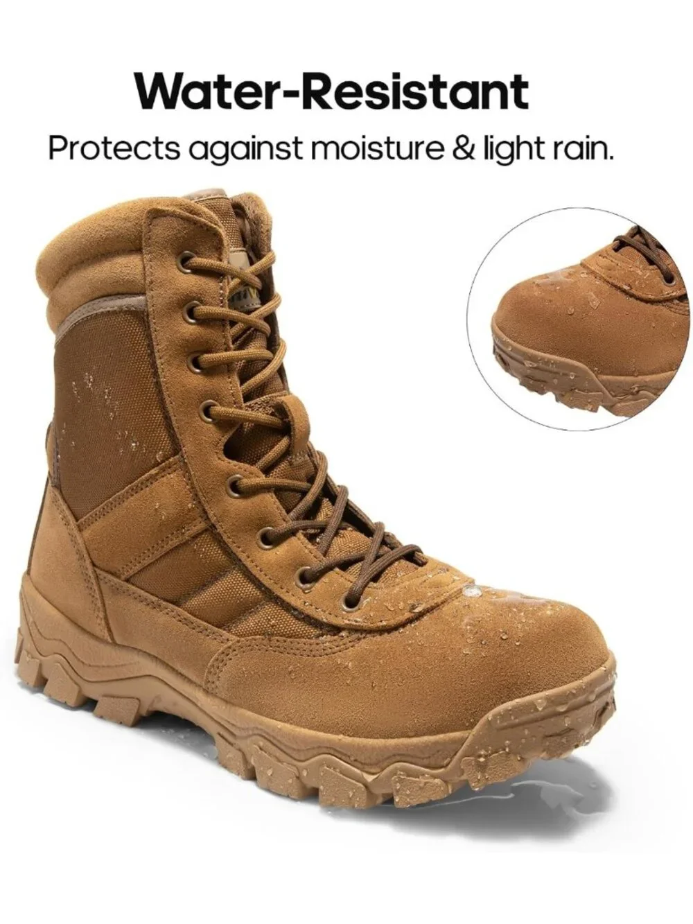Men's Tactical Military Work Boots with Side Zipper | Durable, Waterproof